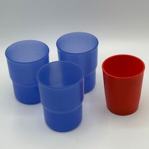 Vintage Tupperware Tumbler Cups Stackable Blue 8oz 2412 Orange 6oz Juice 1251